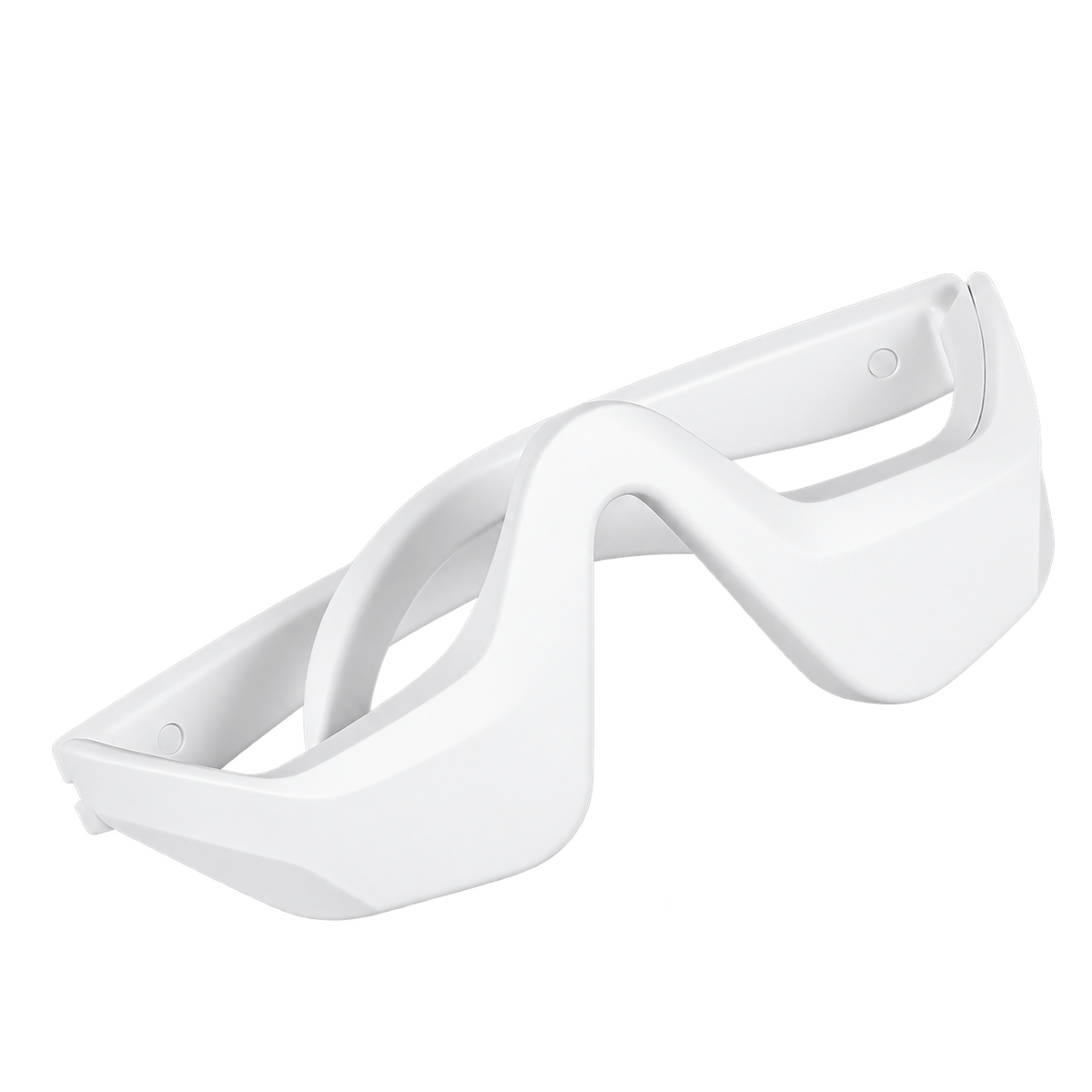 Appareil de massage du contour des yeux blanc, vu de trois quarts, détouré sur fond transparent.